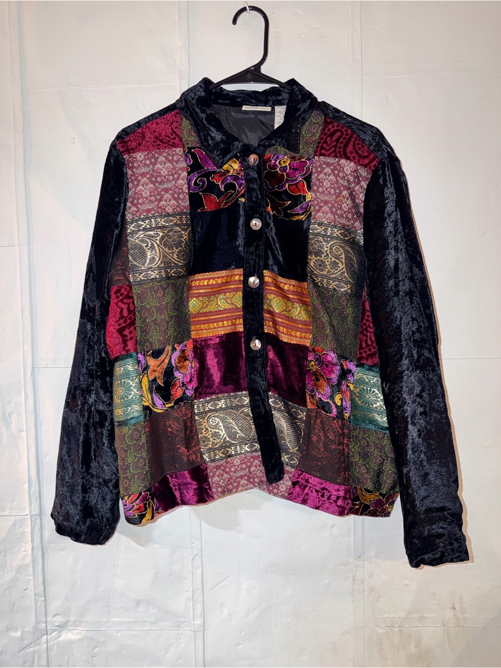 White Stag Black Plush Velvet Jacket Bohochic Goblincore